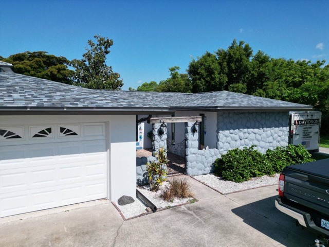 Roofing project aerial view in Sarasota, FL